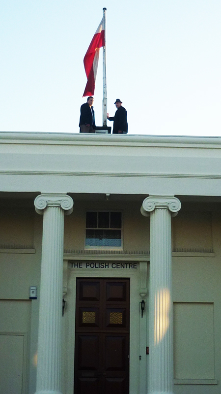 Raising the flag on Polish Independence Day, 2009.